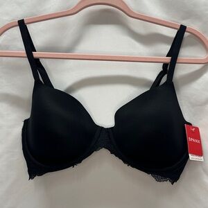 Spanx Undie-Detectable Lightly Lined Convertible Bra Black Lace Accent 34DD NWT